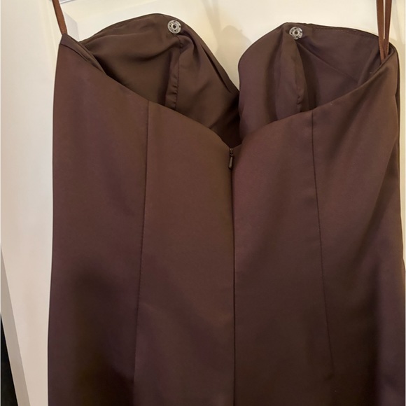 Chocolate brown satin bridesmaid dress - Picture 3 of 4